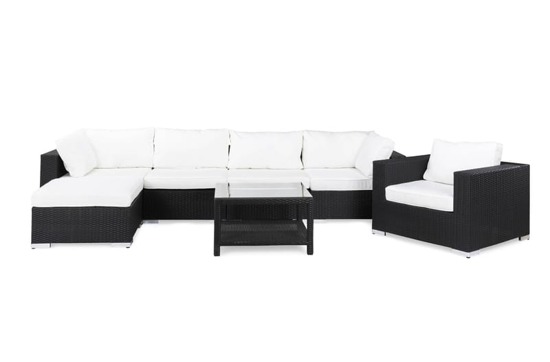 BAHAMAS Loungegrupp Utomhus Medium + Bord 75 + Fåtölj Svart - Utemöbler - Loungemöbler