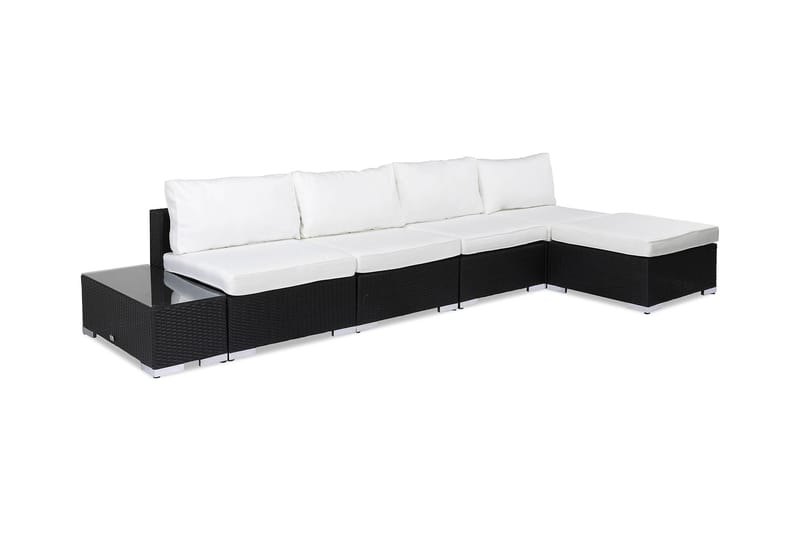 BAHAMAS Loungegrupp Utomhus Medium + Divan + 2 Sidobord Svart - Utemöbler - Loungemöbler