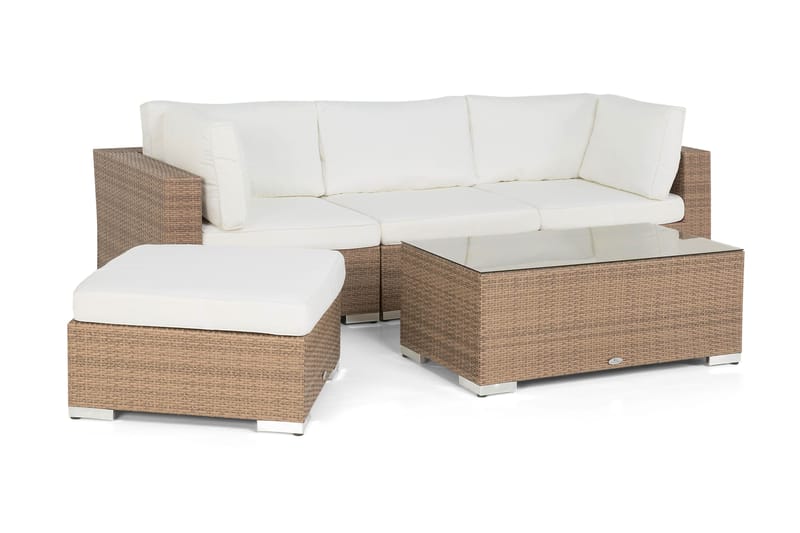 BAHAMAS Loungegrupp Utomhus Small + Bord + Divan Sand - Utemöbler - Loungemöbler