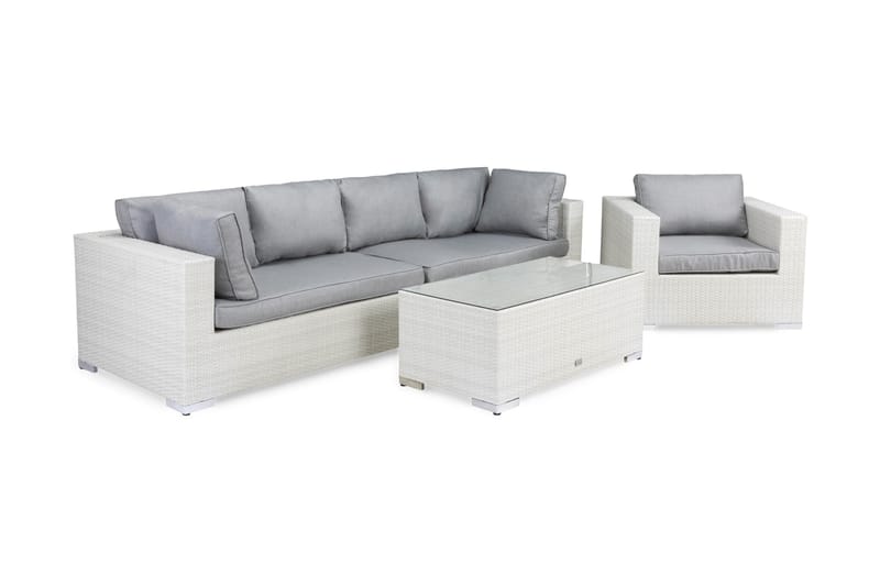 BAHAMAS Loungegrupp Utomhus Small + Bord + Fåtölj Vit - Utemöbler - Loungemöbler