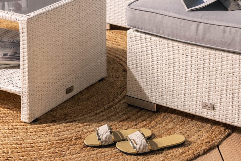 BAHAMAS Loungegrupp Utomhus Small + Bord Hylla + Divan Vit - Utemöbler - Loungemöbler
