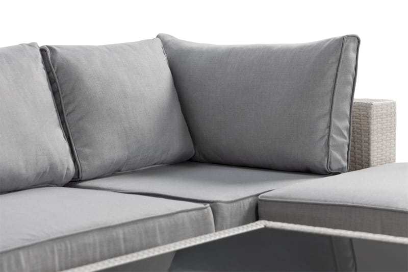 BAHAMAS Loungegrupp Utomhus Small + Bord Hylla + Divan Vit - Utemöbler - Loungemöbler