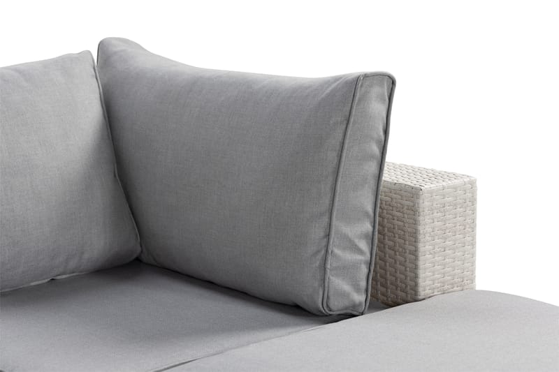 BAHAMAS Loungegrupp Utomhus Small + Bord Hylla + Divan Vit - Utemöbler - Loungemöbler