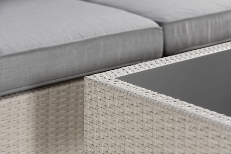 BAHAMAS Loungegrupp Utomhus Small + Bord Hylla + Divan Vit - Utemöbler - Loungemöbler