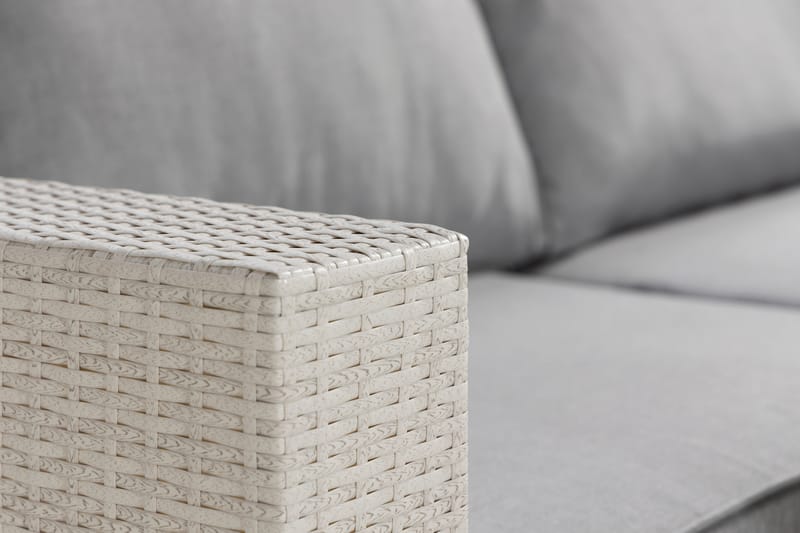 BAHAMAS Loungegrupp Utomhus Small + Bord Hylla + Divan Vit - Utemöbler - Loungemöbler