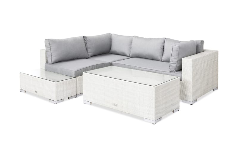 BAHAMAS Loungegrupp Utomhus Small + Bord + Sidobord Vit - Utemöbler - Loungemöbler