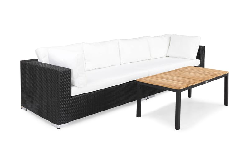 BAHAMAS Loungegrupp Utomhus Small + Bord Svart/Teak Svart - Utemöbler - Loungemöbler
