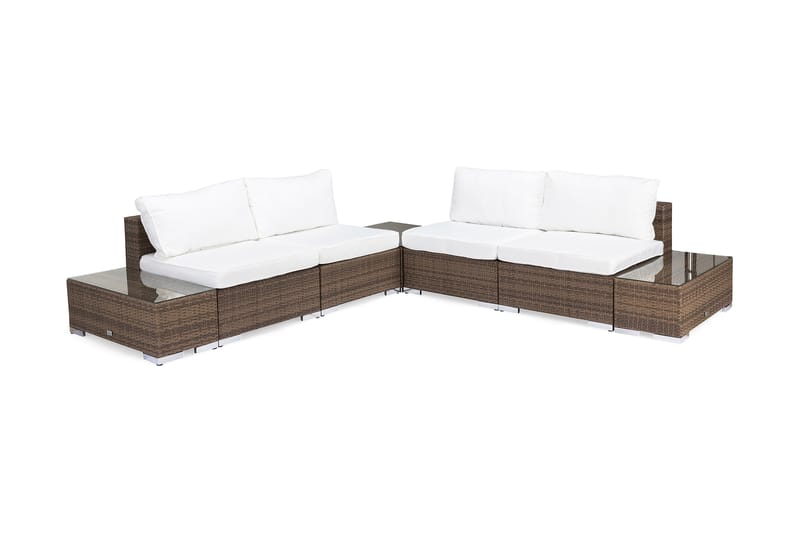 BAHAMAS Loungegrupp Utomhus Small + Divan + 2 Sidobord Sand - Utemöbler - Loungemöbler