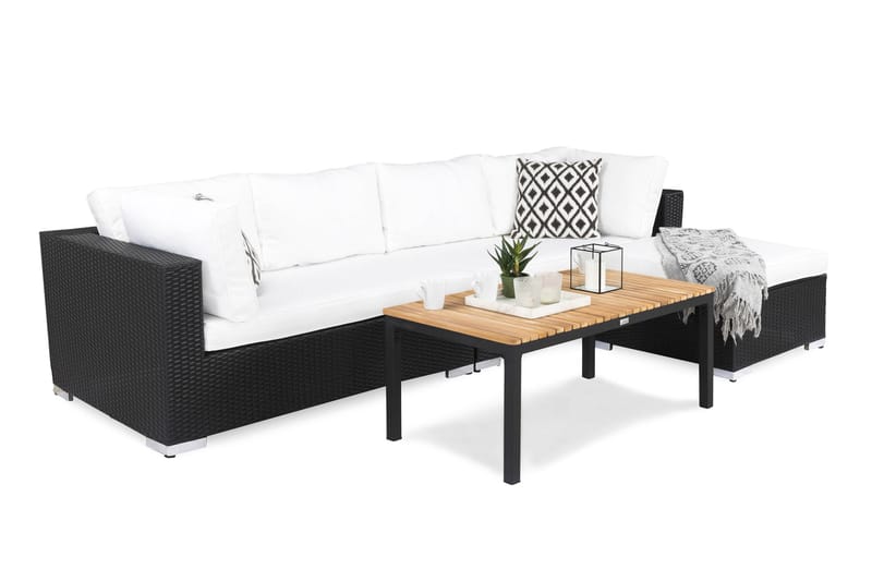 BAHAMAS Loungegrupp Utomhus Svart/Teak - Utemöbler - Loungemöbler