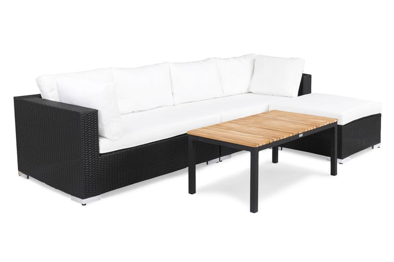 BAHAMAS Loungegrupp Utomhus Svart/Teak - Utemöbler - Loungemöbler