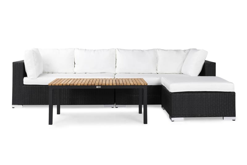 BAHAMAS Loungegrupp Utomhus Svart/Teak - Utemöbler - Loungemöbler