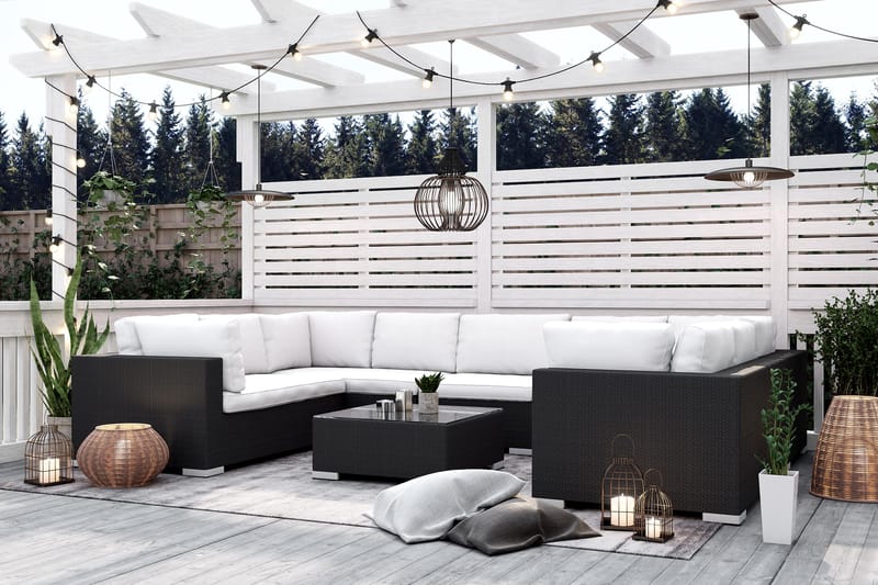 BAHAMAS Loungegrupp Utomhus XXXL + Bord Svart - Utemöbler - Loungemöbler