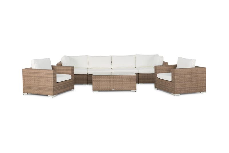 BAHAMAS Loungesoffa 4-sits + Bord + 2 Fåtöljer Sand - Loungemöbler - Loungegrupp