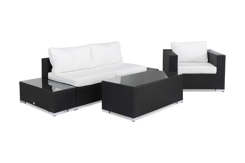 BAHAMAS Loungesoffa Utomhus Utomhus 2-sits + 3 Bord + Fåtölj Svart - Utemöbler - Loungemöbler