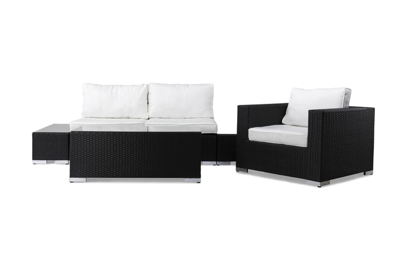 BAHAMAS Loungesoffa Utomhus Utomhus 2-sits + 3 Bord + Fåtölj Svart - Utemöbler - Loungemöbler