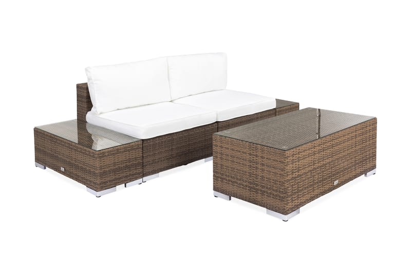 BAHAMAS Loungesoffa Utomhus Utomhus 2-sits + Bord 113 + 2 Sidobord Sand - Utemöbler - Loungemöbler