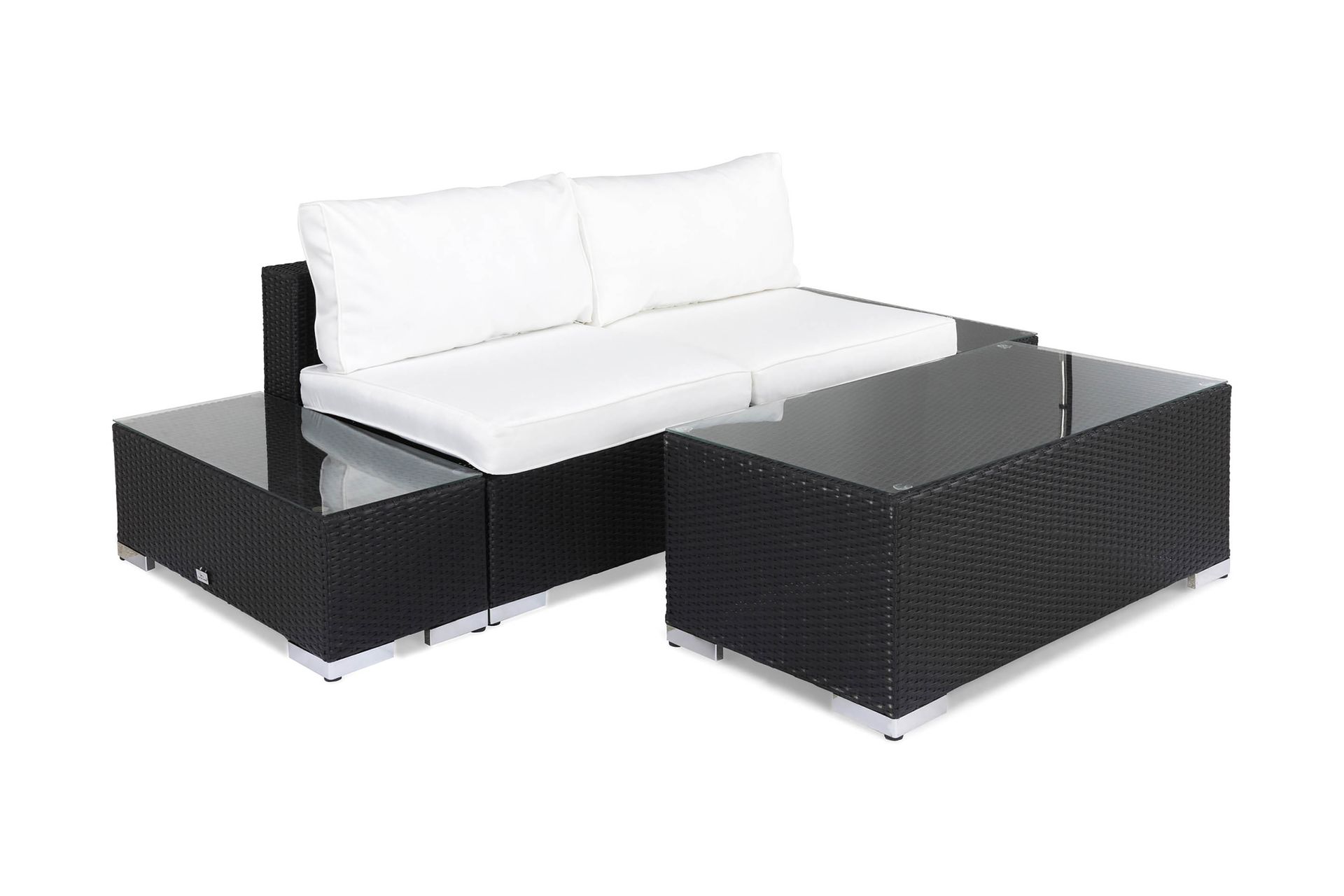 BAHAMAS Loungesoffa Utomhus Utomhus 2-sits + Bord 113 + 2 Sidobord Svart - Utemöbler - Loungemöbler