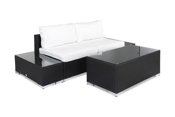 BAHAMAS Loungesoffa Utomhus Utomhus 2-sits + Bord 113 + 2 Sidobord Svart - Utemöbler - Loungemöbler