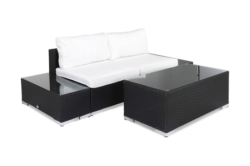 BAHAMAS Loungesoffa Utomhus Utomhus 2-sits + Bord 113 + 2 Sidobord Svart - Utemöbler - Loungemöbler
