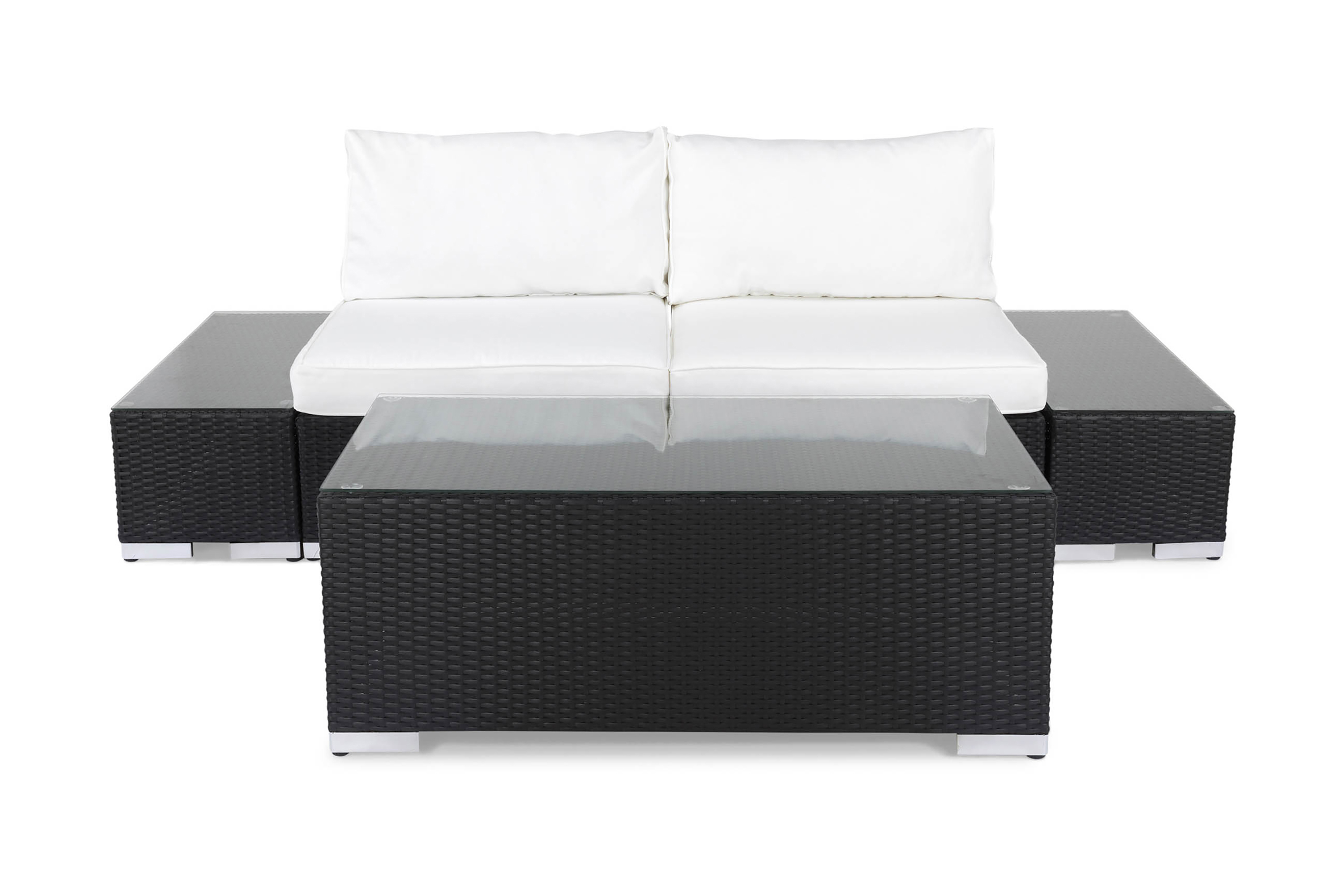 bahamas loungesoffa utomhus utomhus 2-sits + bord 113 + 2 sidobord svart -