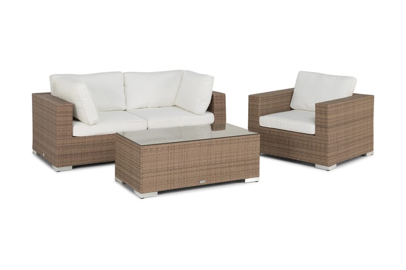 BAHAMAS Loungesoffa Utomhus Utomhus 2-sits + Bord 113 + Fåtölj Sand - Utemöbler - Loungemöbler