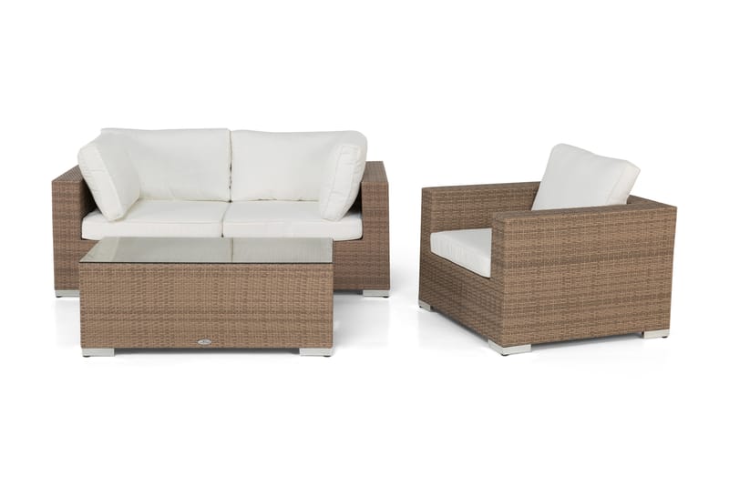 BAHAMAS Loungesoffa Utomhus Utomhus 2-sits + Bord 113 + Fåtölj Sand - Utemöbler - Loungemöbler