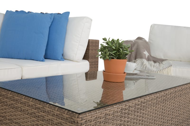 BAHAMAS Loungesoffa Utomhus Utomhus 2-sits + Bord 113 + Fåtölj Sand - Utemöbler - Loungemöbler
