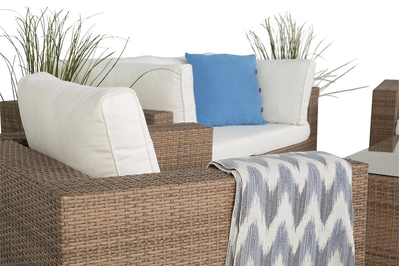 BAHAMAS Loungesoffa Utomhus Utomhus 2-sits + Bord + 2 Fåtöljer Sand - Utemöbler - Loungemöbler