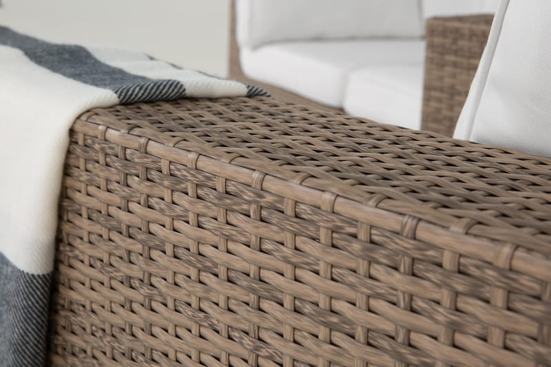 BAHAMAS Loungesoffa Utomhus Utomhus 2-sits + Bord Hylla + Fåtölj Sand - Utemöbler - Loungemöbler