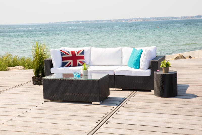 BAHAMAS Loungesoffa Utomhus Utomhus 3-sits + Bord 113 Svart - Utemöbler - Loungemöbler