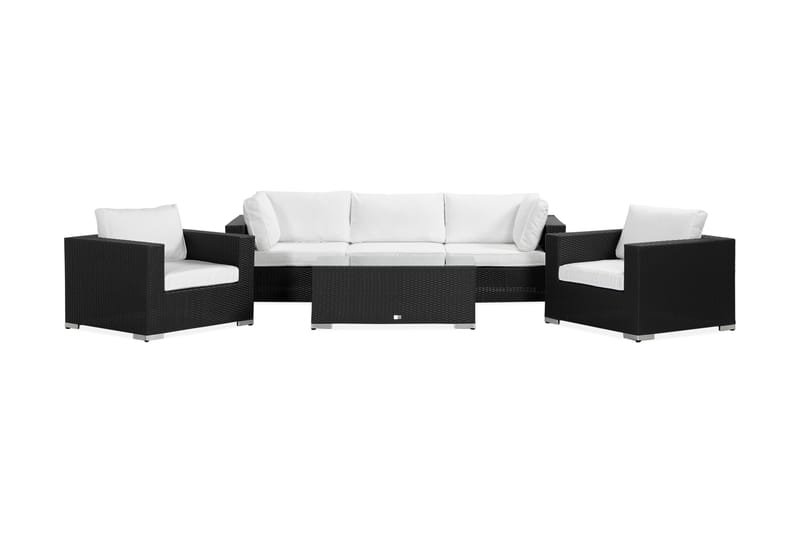 BAHAMAS Loungesoffa Utomhus Utomhus 3-sits + Bord + 2 Fåtöljer Svart - Utemöbler - Loungemöbler