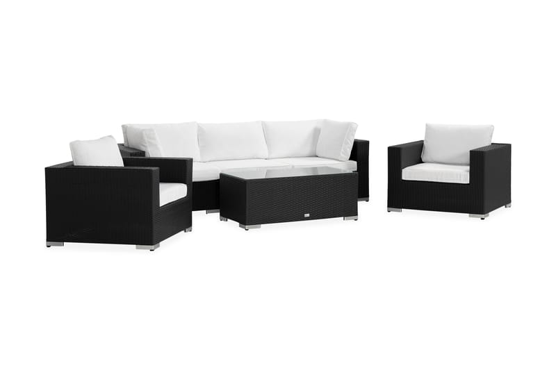 BAHAMAS Loungesoffa Utomhus Utomhus 3-sits + Bord + 2 Fåtöljer Svart - Utemöbler - Loungemöbler
