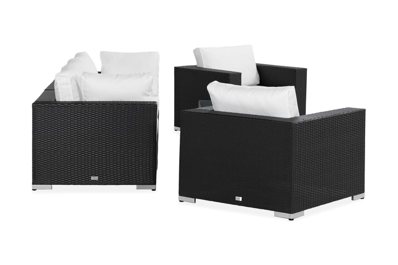 BAHAMAS Loungesoffa Utomhus Utomhus 3-sits + Bord + 2 Fåtöljer Svart - Utemöbler - Loungemöbler