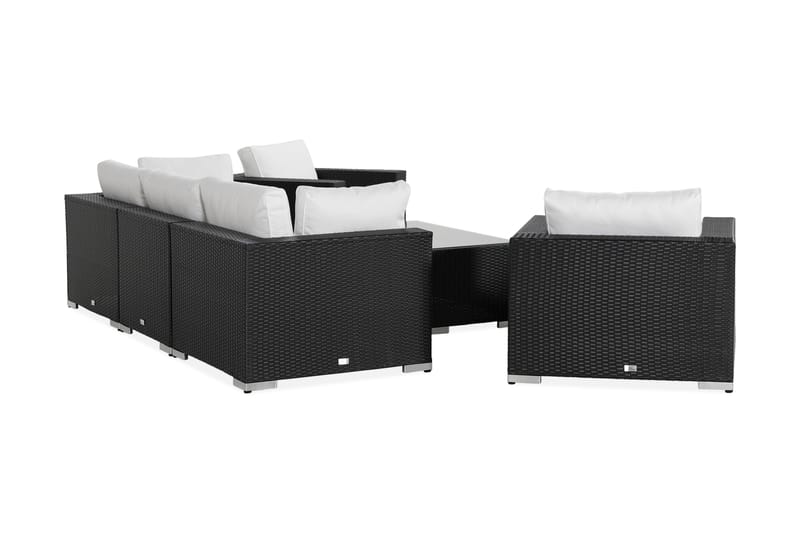 BAHAMAS Loungesoffa Utomhus Utomhus 3-sits + Bord + 2 Fåtöljer Svart - Utemöbler - Loungemöbler