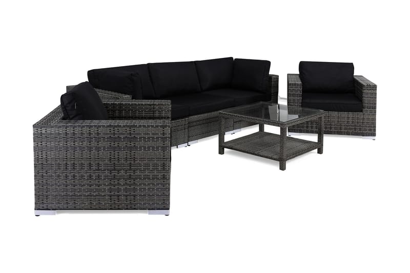 BAHAMAS Loungesoffa Utomhus Utomhus 3-sits + Bord 75 + 2 Fåtöljer Grå - Utemöbler - Loungemöbler