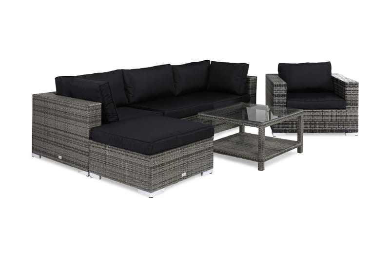 BAHAMAS Loungesoffa Utomhus Utomhus 3-sits + Bord 75 + Divan + Fåtölj Grå - Utemöbler - Loungemöbler