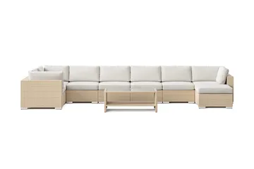 Bahamas U-formad utomhus loungegrupp 8-sits med vändbar divan och bord med hylla - Beige - Utemöbler - Utegrupp - Loungegrupp