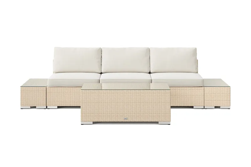 Bahamas utesoffa 3-sits med bord - Beige - Utemöbler - Utegrupp - Loungegrupp