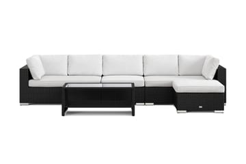 Bahamas utomhus divansoffa 6-sits med vändbar divan och bord med hylla - Svart - Utemöbler - Utegrupp - Loungegrupp