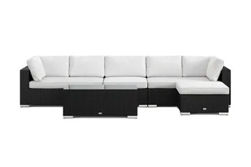 Bahamas utomhus divansoffa 6-sits med vändbar divan och bord - Svart - Utemöbler - Utegrupp - Loungegrupp