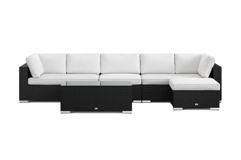 Bahamas utomhus divansoffa 6-sits med vändbar divan och bord - Svart - Utemöbler - Utegrupp - Loungegrupp