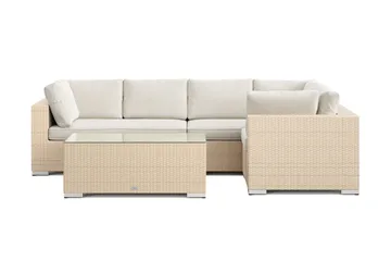 Bahamas utomhus hörnsoffa 5-sits vändbar med bord - Beige - Utemöbler - Utegrupp - Loungegrupp