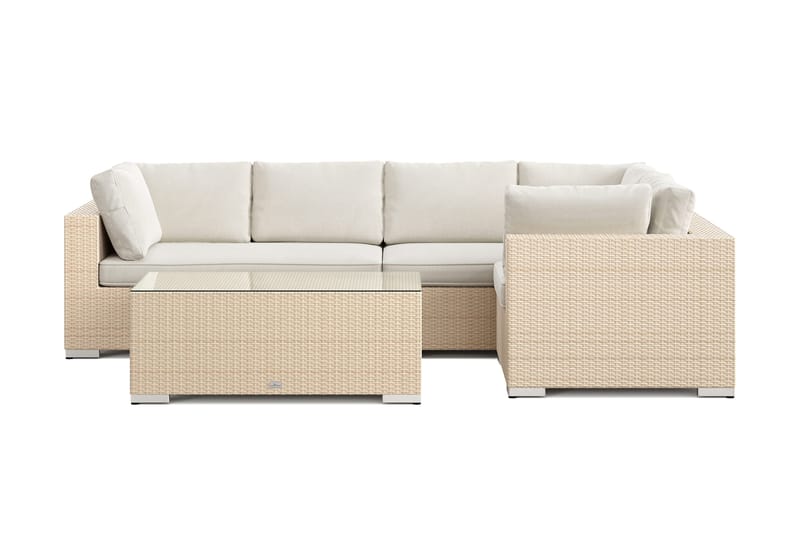 Bahamas utomhus hörnsoffa 5-sits vändbar med bord - Beige - Utemöbler - Utegrupp - Loungegrupp