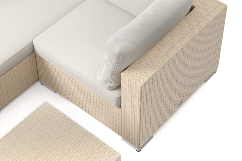 Bahamas utomhus hörnsoffa 5-sits vändbar med bord - Beige - Utemöbler - Utegrupp - Loungegrupp