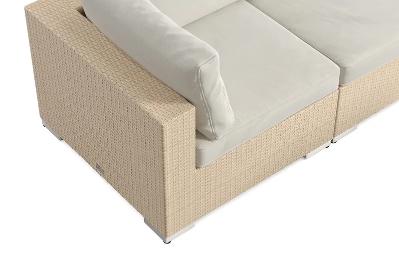 Bahamas utomhus hörnsoffa 6-sits vändbar med fåtölj och bord med hylla - Beige - Utemöbler - Utegrupp - Loungegrupp