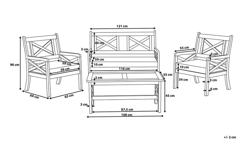 BALTIC Loungegrupp Utomhus 100 cm - Utemöbler - Utegrupp - Loungegrupp