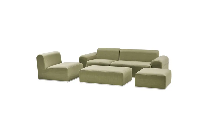 Loungegrupp Battifollo Grön/Vit - Grön/Vit - Utemöbler - Utegrupp - Loungegrupp