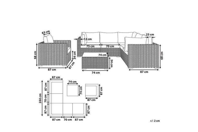 Loungegrupp Contare Grå/beige, Vänstervänd - Grå/beige, Vänstervänd - Utemöbler - Utegrupp - Loungegrupp