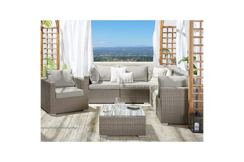 Loungegrupp Contare Grå/beige, Vänstervänd - Grå/beige, Vänstervänd - Utemöbler - Utegrupp - Loungegrupp