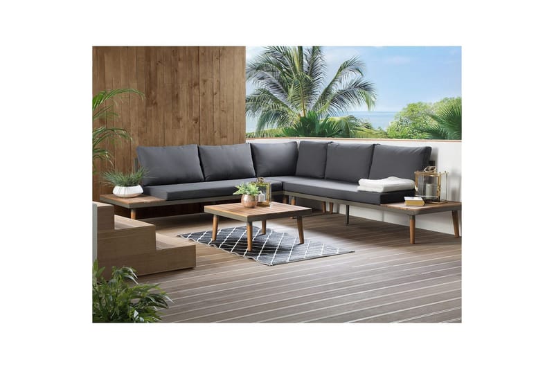 Loungegrupp Corato Grå/mörkt trä/ljust trä - Grå/mörkt trä/ljust trä - Utemöbler - Utegrupp - Loungegrupp